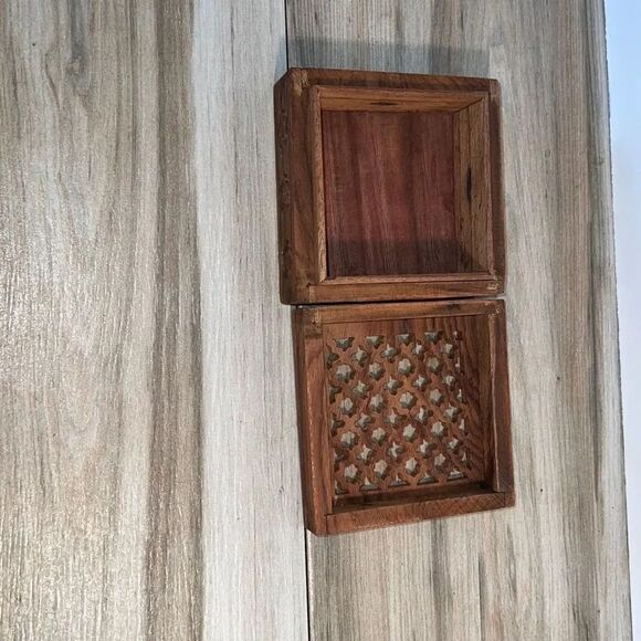 Handmade Small Lattice Cutwork Wood Box - Matr Boomie Bungalow - Picture 7 of 11
